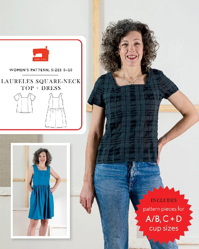 PDF Pattern - Laureles Square-Neck Top + Dress | Liesl + Co Turtleneck Warm Winter