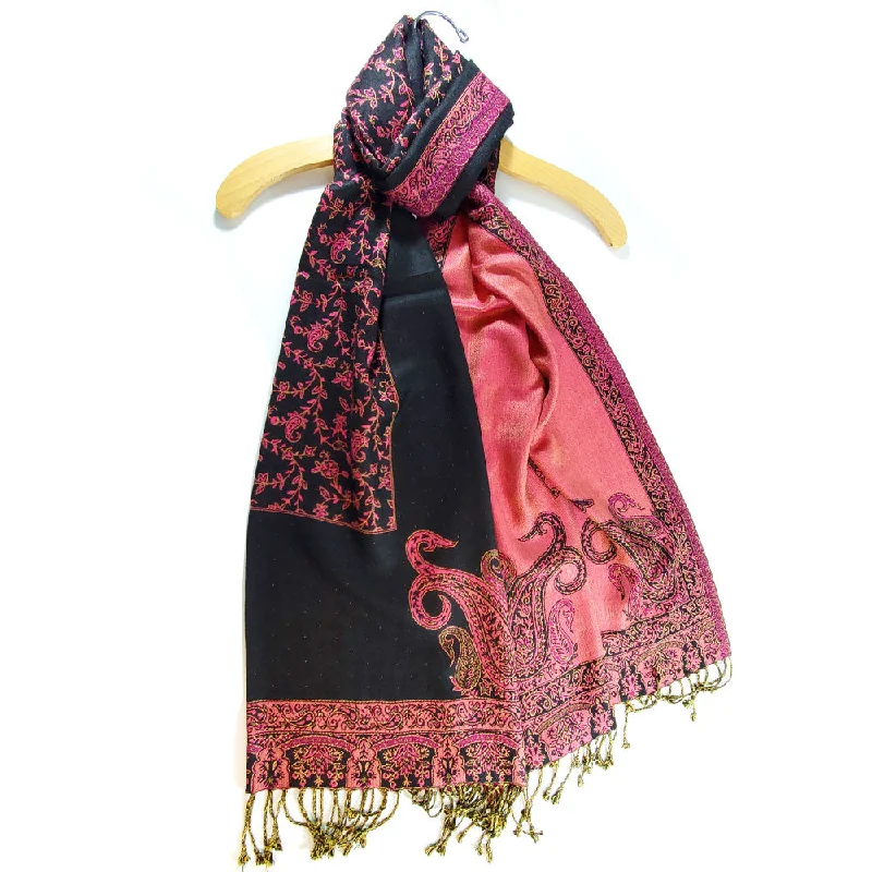 Reversible Scarf Pattern Patola Style Paisley Print Botanical Shawl Stylish Cashmere Shawl Cape