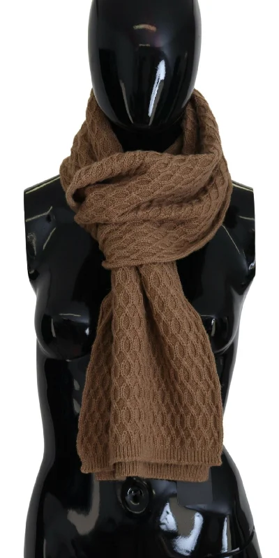 Dolce & Gabbana Dark Brown Wrap Shawl Knitted Camel Women's Scarf Soft Wool Shawl Wrap