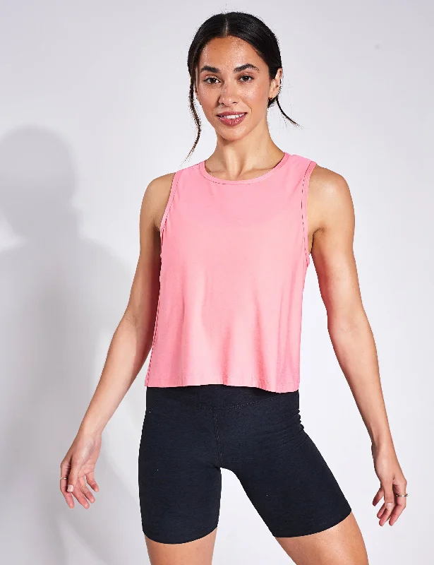 Featherweight New View Cropped Tank - Sun Kissed Coral Heather summer tank top