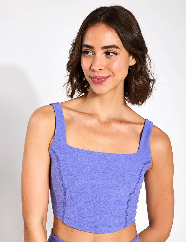 Spacedye Make Plans High Cropped Tank - Indigo Heather sage tank top