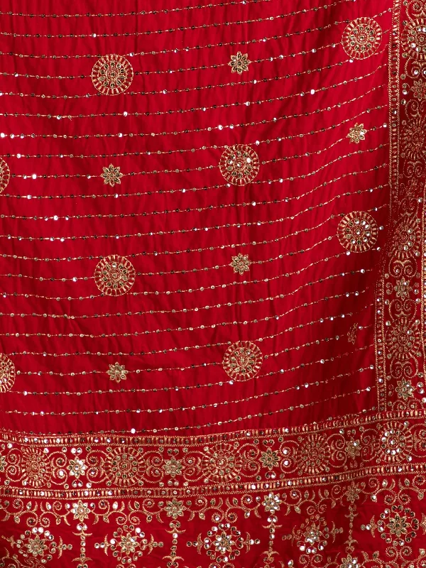 Embroidered Velvet Shawl Dupatta (Red) Warm Wool Shawl Cape