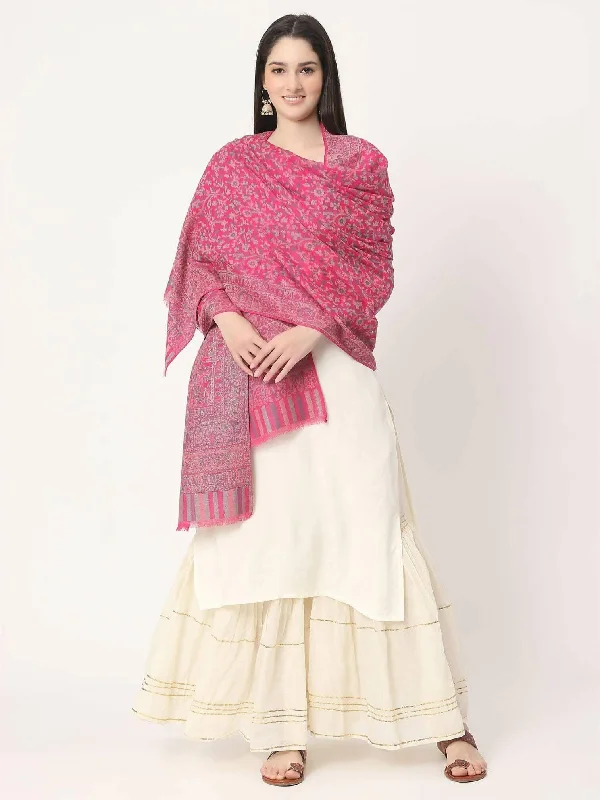 Magenta Fine Wool Kani Multiweave Shawl Soft Summer Shawl Wrap