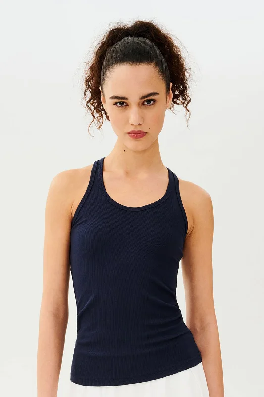 Ashby Rib Tank Indigo sheer tank top