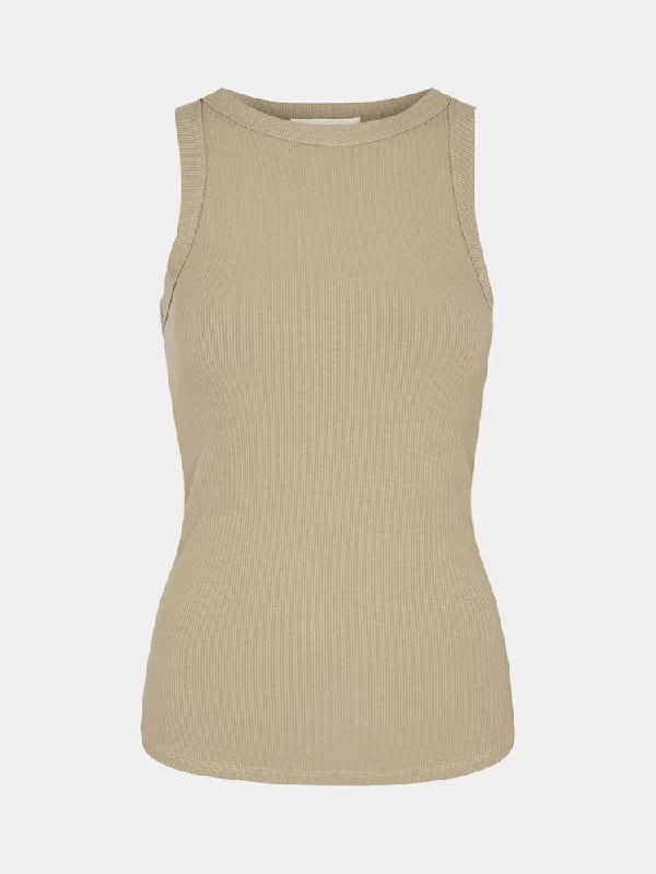 Sofie Schnoor Tank Top Khaki open back tank