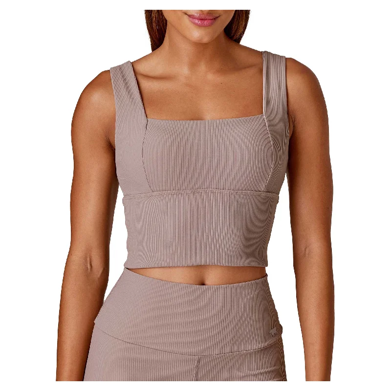 Women's Holy Grail Ribbed Push Up Mid Support Bra Tank low neck tank