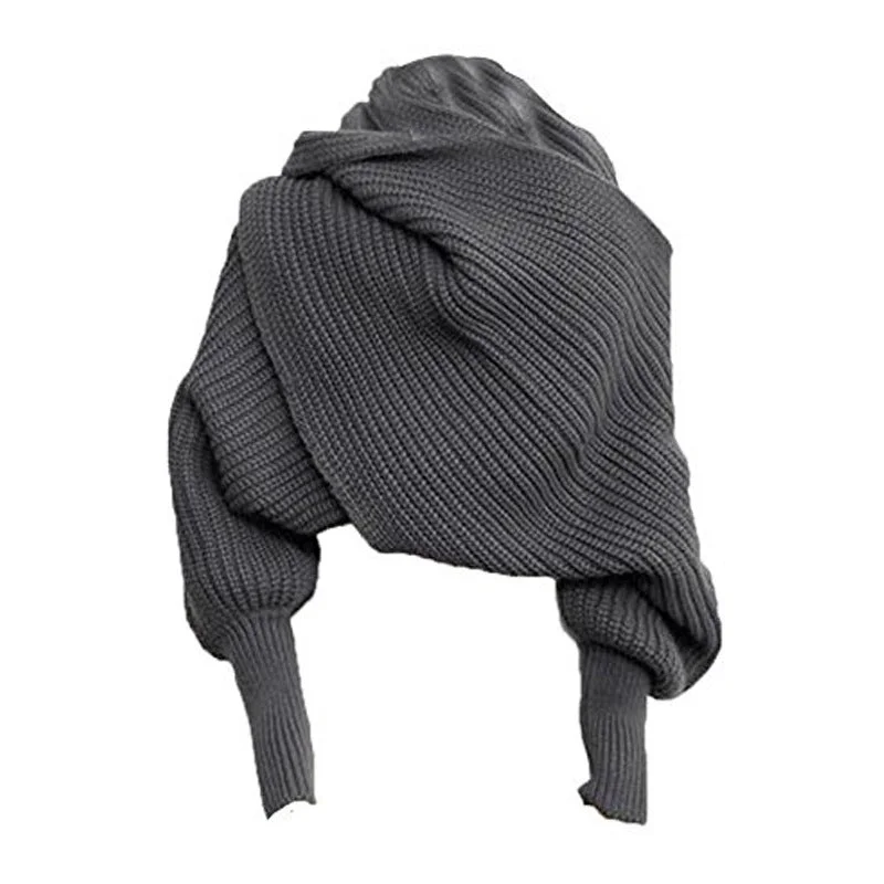 Wjczt 2024 fall fashion trends Fashion Knitted Scarf Women's Warm Autumn and Winter Wool Shawl Monochrome Sleeve Scarf Elegant Velvet Shawl Cape