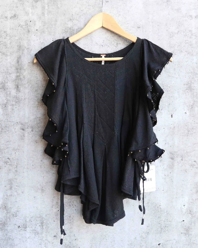 Free People - Tiny Bells Tank Top in Black one shoulder tank