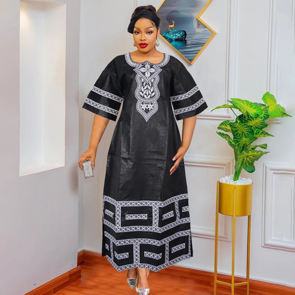 African Dresses for Women: Dashiki, Traditional Bazin Embroidery Gowns for Wedding & Evening Parties Shift Classic Vintage