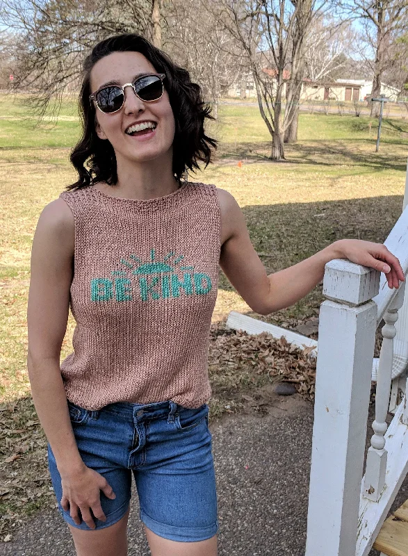 Knit Kit  - Be Kind Tank Top teal tank top