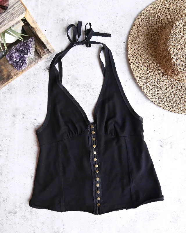 Free People - Solid Mylo Tank in Black off shoulder tank