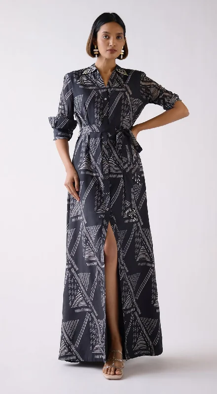 Black Muslin Abstract Print Dress Tunics Sale discount