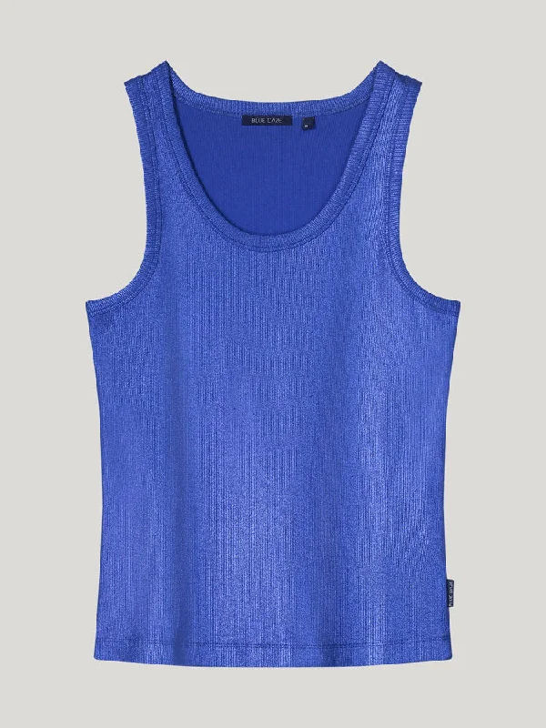 Summum Ribbed Tank Top Royal Blue lace back tank