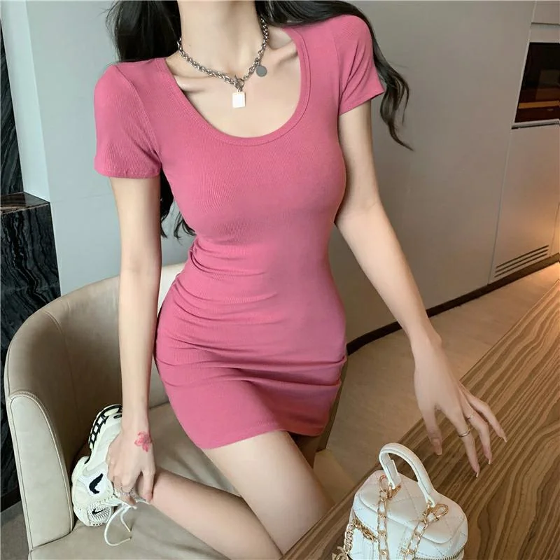 ARWEN& AJH GROUP 2024 New  مجموعة أروين  Pure Sexy Tight Hot Girl Dress Women's Summer 2024 New Short Skirt Pink Waist Slimming Skirt Tunics Cozy soft