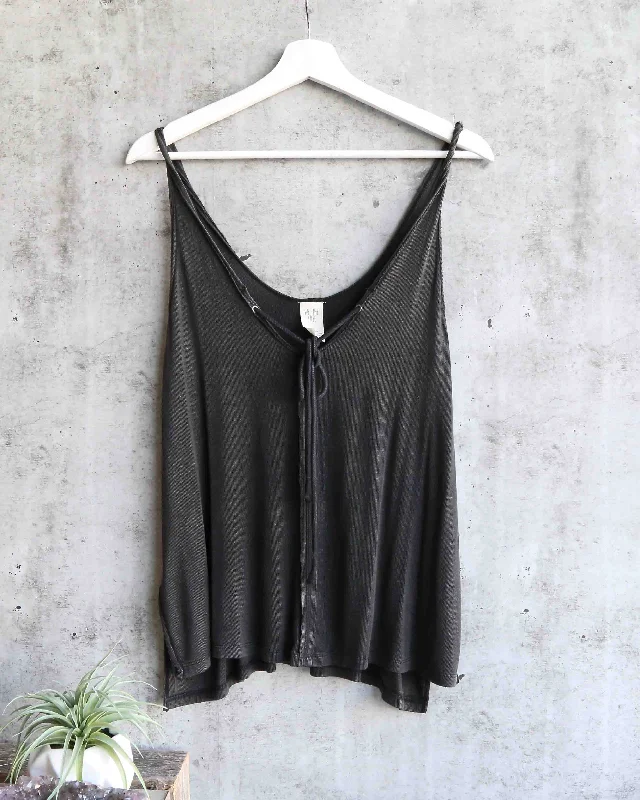 Free People - Scarlett Tank in Washed Black long tank top