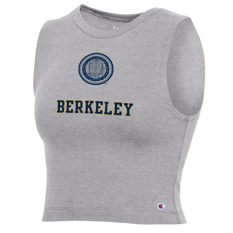 UC Berkeley Cal women's crop tank top-Gray gym tank top