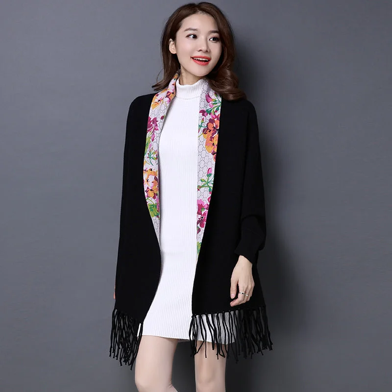 2017 Brand print flower Cashmere Pashmina women HOT SALE fashion tassel scarf Female shawl long Sleeve high quality Ponchos Cape Stylish Long Shawl Wrap