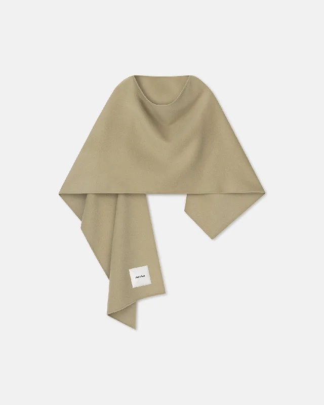 Kamin - Wool And Silk-Blend Shawl - Pale Olive Fashionable Shawl with Fringe