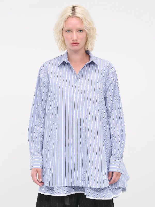 Poplin Dress (06922-901-STRIPE) Crew Neckline Casual