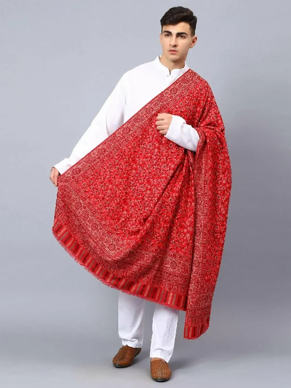 Red Pure Wool Kani Multiweave Shawl Cozy Fleece Shawl Scarf