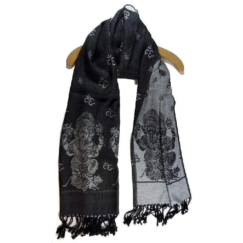 Reversible Scarf Pattern Ganesha Print Shawl Fashionable Oversized Shawl