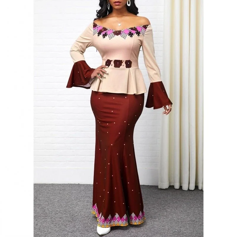 Slay with Style: Plus Size African Long Dresses for Women - Elegant Dashiki Clothing in Vibrant Prints Turtleneck Neckline Stylish