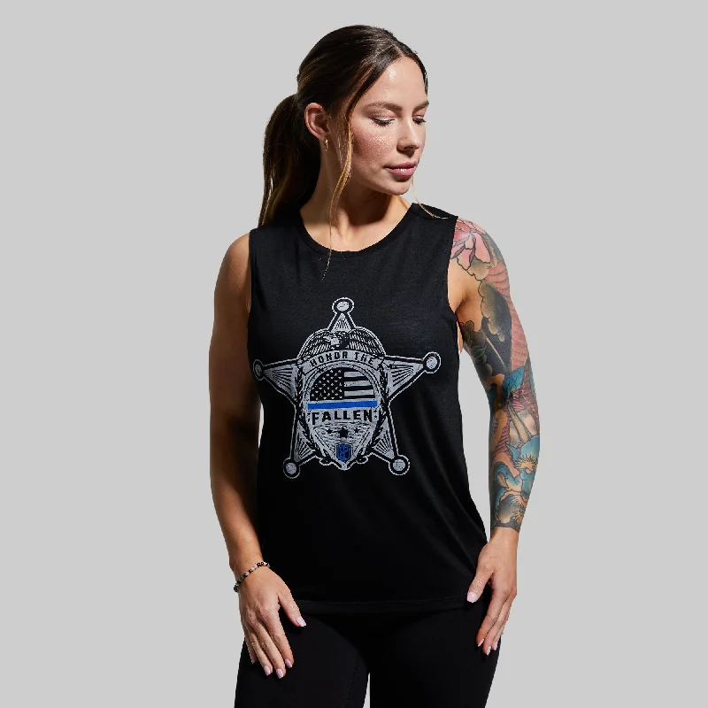 Honor the Fallen 2.0 Flowy Muscle Tank (Thin Blue Line) solid color tank