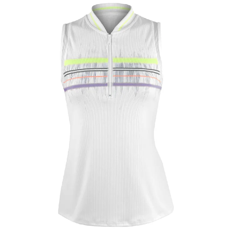 Lucky in Love Women's Electric Toile Between The Lines Zip Tank - White sleep tank top