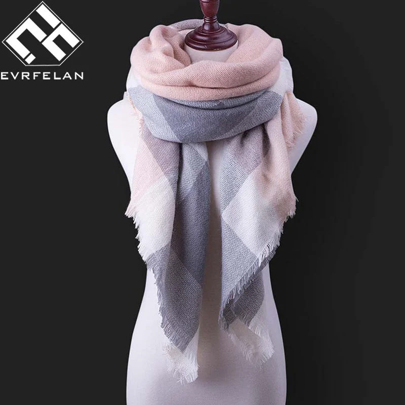 Fashion Winter Scarf For Women Scarf Cashmere Warm Plaid Pashmina Scarf Luxury Brand Blanket Wraps Female Scarves And Shawls Lightweight Cotton Shawl