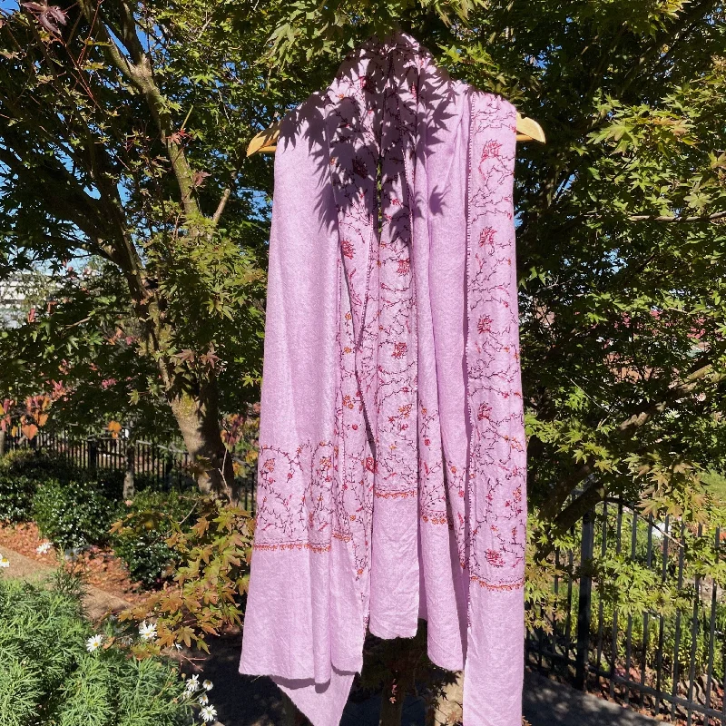 Fair Trade Embroidered Wool Shawl/Stole/Scarf (Purple Paisley) Fashionable Silk Shawl Wrap