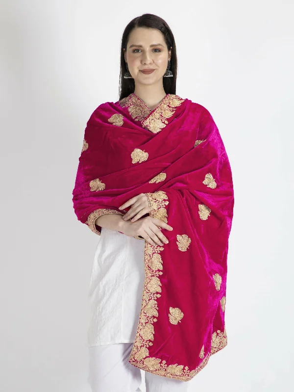 Velvet Embroidery Shawl Dupatta (pink) Classic Wool Shawl Wrap
