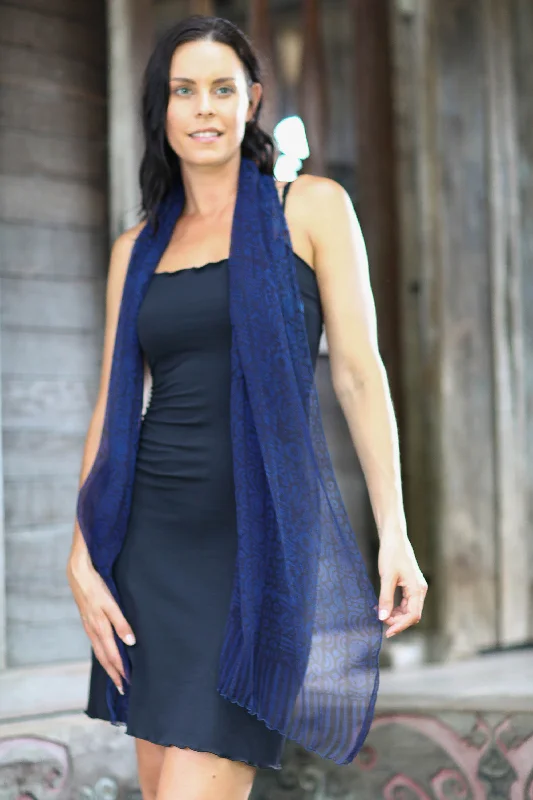 Midnight Sea Silk Shawl Comfortable Pashmina Shawl