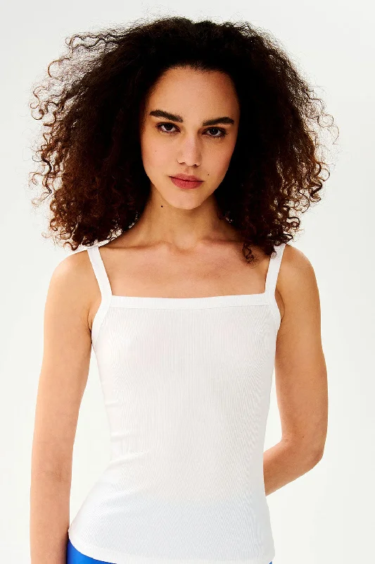 Romy Rib Tank White mesh tank top