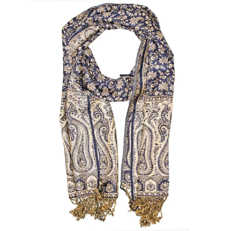 Reversible Scarf Pattern Patola Style Dark Paisley Print Botanical Shawl Soft Printed Shawl Wrap