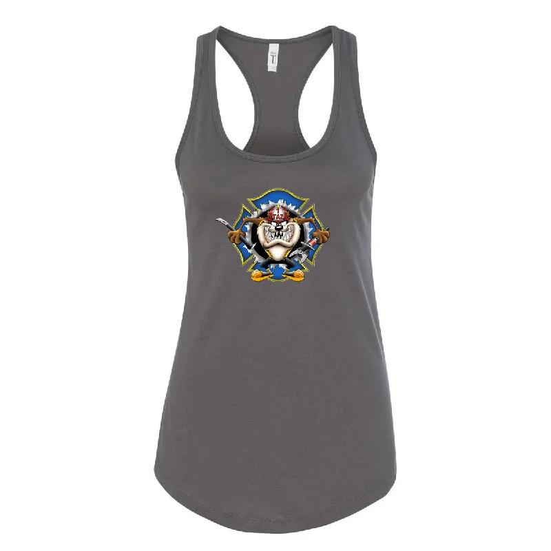 Crazy Taz Firefighter Women's Racerback Tank summer tank top