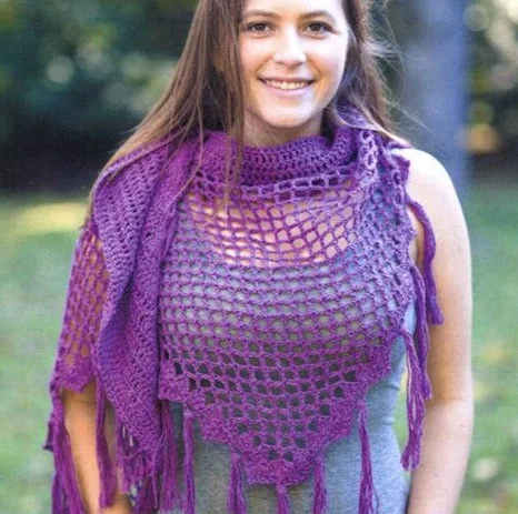 Crocus Shawl Pattern Leaflet by Abbey Swanson of The Firefly Hook for Juniper Moon Farm Classic Wool Shawl Wrap