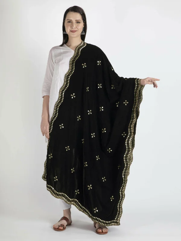 Embroidered Shawl Dupatta For Women With Black Colour Chic Embroidered Shawl Wrap