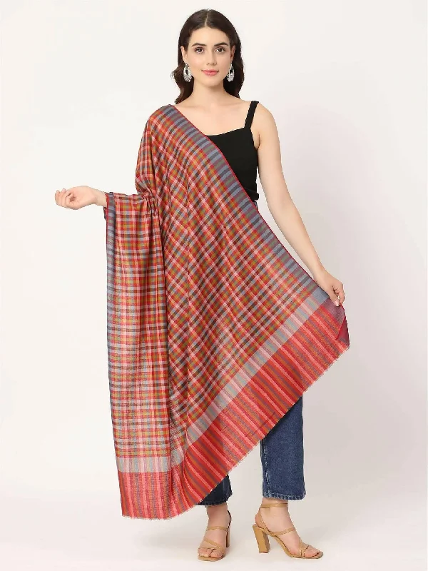 Blue Red Mulicolour Check Shawl for women Cozy Woolen Shawl Scarf