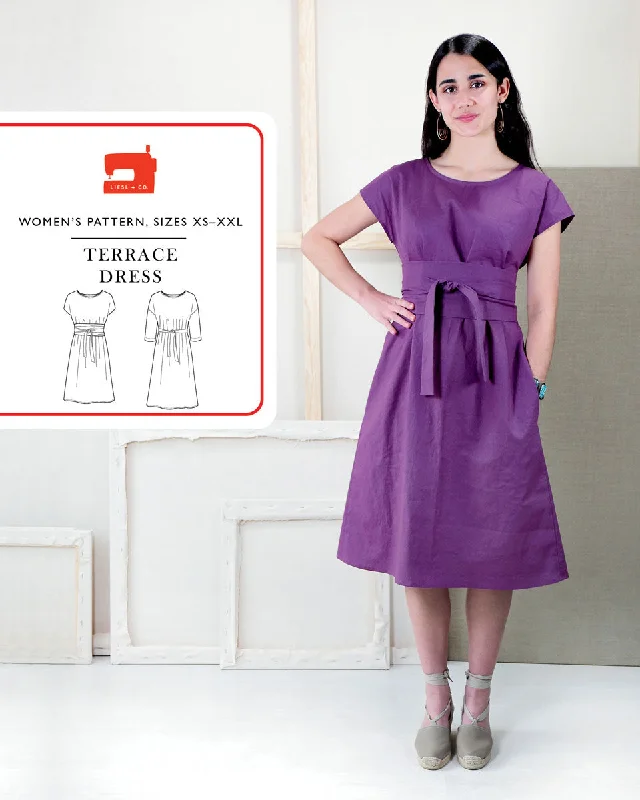 PDF Pattern - Terrace Dress | Liesl + Co Cowl Neckline Elegant