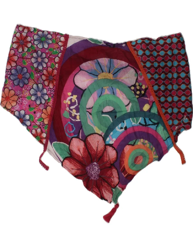 DESIGUAL Womens Shawl One Size Multicoloured Floral Cotton Soft Cashmere Shawl Wrap