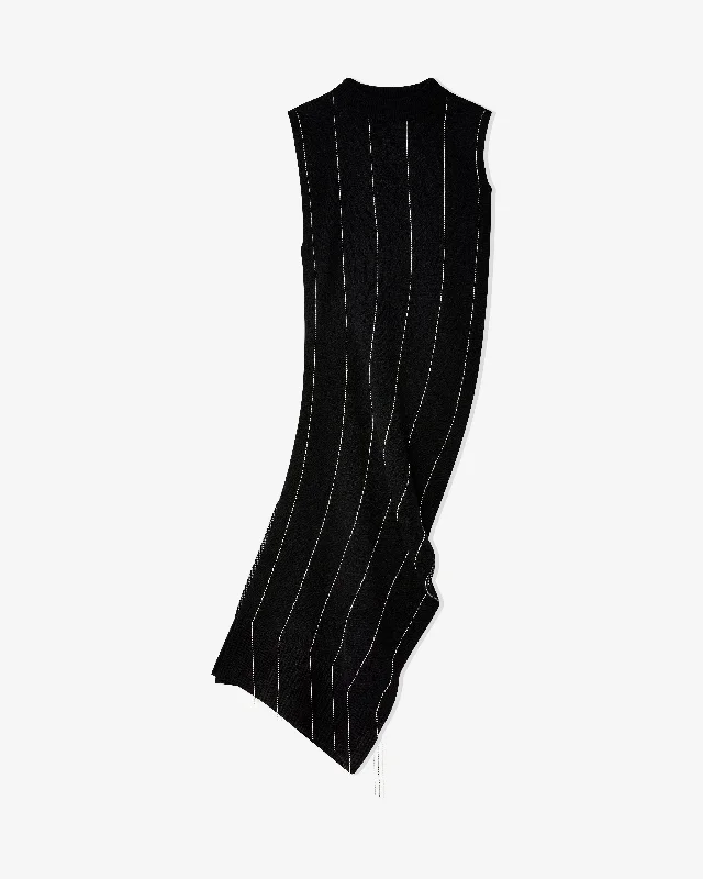 Sacai - Women's Chalk Stripe Knit Dress - (Black) empire Waist empire