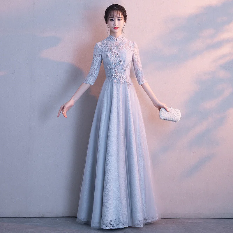 arwen&ajh مجموعة أروين التجارية 2024 Elegant Evening Dress For Hostess Elegant Chinese Style Banquet Annual Meeting Long Slim-fit Slim-fit Evening Dress Tunics Favorite customer