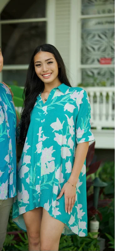 Dress Aulii Lagoon Honohono Orchids Tunics Summer linen