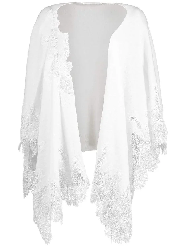 White Lace Detail Shawl Classic Shawl with Tassels