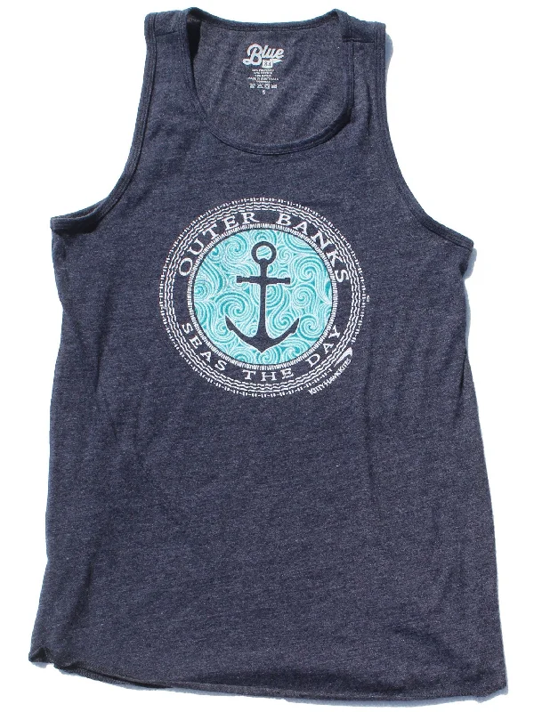 Outer Banks NAVY ANCHOR WAVES TANK workout tank top