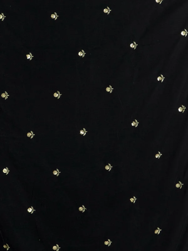 Embroidered Velvet Shawl Dupatta(Black) Classic Lace Shawl Wrap