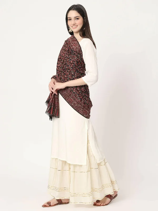 Black Pure Wool Kani Multiweave Shawl for women Elegant Velvet Shawl Wrap