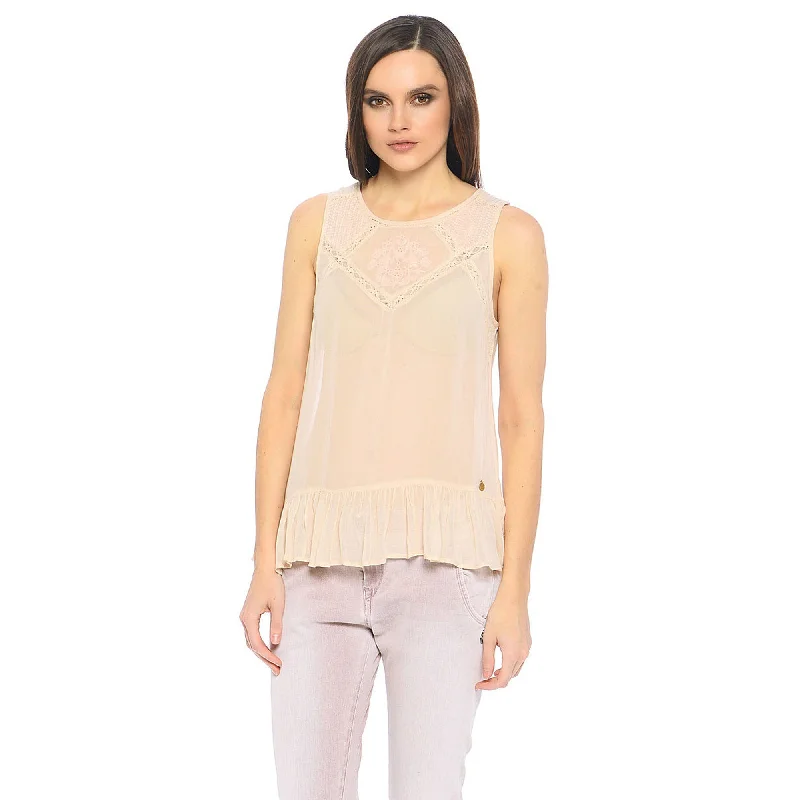 P.E.P.E.J.E.A.N.S - Women 'Cream' Lucile Sleeveless  Blouse Tank Top PJ 1046 sequin tank top