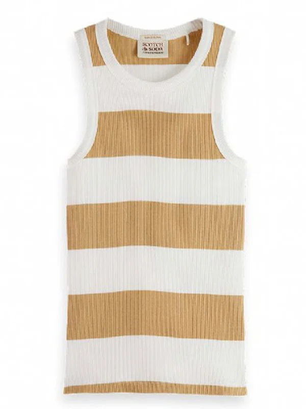 Scotch & Soda Striped Racer Tank Top Beige stylish tank top