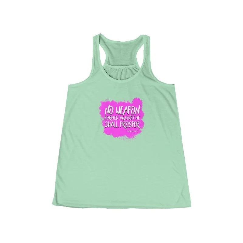 No Weapon Formed Against Me Shall Prosper Women's Flowy Racerback Tank cold shoulder tank